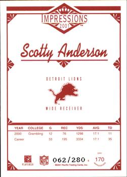 2001 Pacific Canvas Impressions - Hobby Red Backs #170 Scotty Anderson Back