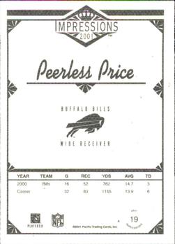 2001 Pacific Canvas Impressions - Premiere Date #19 Peerless Price Back