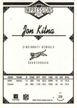 2001 Pacific Canvas Impressions - Premiere Date #29 Jon Kitna Back