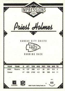 2001 Pacific Canvas Impressions - Premiere Date #66 Priest Holmes Back