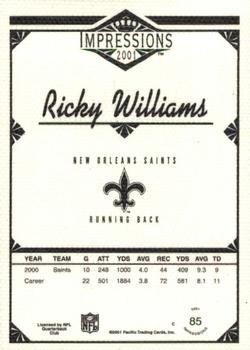 2001 Pacific Canvas Impressions - Premiere Date #85 Ricky Williams Back