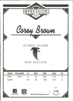 2001 Pacific Canvas Impressions - Premiere Date #146 Corey Brown Back