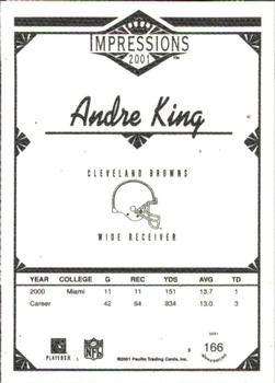 2001 Pacific Canvas Impressions - Premiere Date #166 Andre King Back
