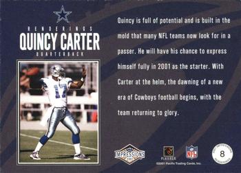 2001 Pacific Canvas Impressions - Renderings #8 Quincy Carter Back