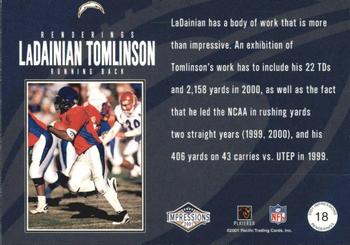 2001 Pacific Canvas Impressions - Renderings #18 LaDainian Tomlinson Back