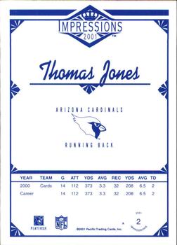 2001 Pacific Canvas Impressions - Retail #2 Thomas Jones Back