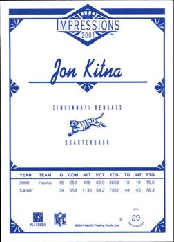 2001 Pacific Canvas Impressions - Retail #29 Jon Kitna Back