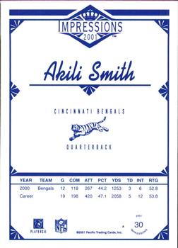 2001 Pacific Canvas Impressions - Retail #30 Akili Smith Back