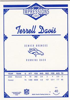 2001 Pacific Canvas Impressions - Retail #40 Terrell Davis Back
