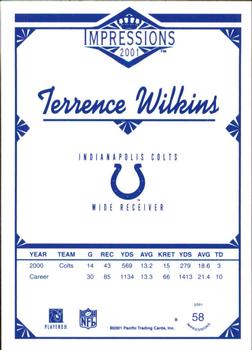 2001 Pacific Canvas Impressions - Retail #58 Terrence Wilkins Back