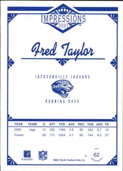 2001 Pacific Canvas Impressions - Retail #62 Fred Taylor Back