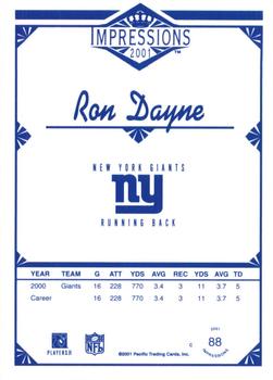 2001 Pacific Canvas Impressions - Retail #88 Ron Dayne Back