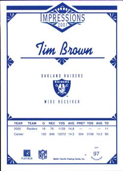 2001 Pacific Canvas Impressions - Retail #97 Tim Brown Back