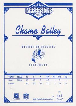 2001 Pacific Canvas Impressions - Retail #141 Champ Bailey Back