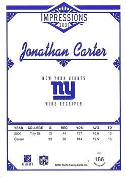 2001 Pacific Canvas Impressions - Retail #186 Jonathan Carter Back