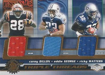 2001 Pacific Canvas Impressions - Triple Threads #12 Corey Dillon / Eddie George / Ricky Watters Front