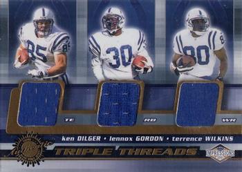 2001 Pacific Canvas Impressions - Triple Threads #22 Ken Dilger / Lennox Gordon / Terrence Wilkins Front