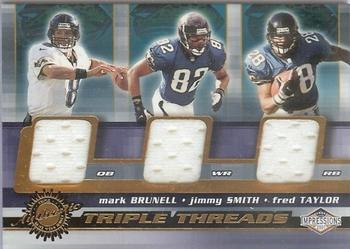 2001 Pacific Canvas Impressions - Triple Threads #23 Mark Brunell / Jimmy Smith / Fred Taylor Front
