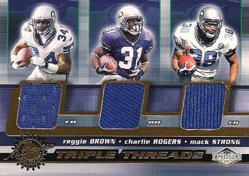 2001 Pacific Canvas Impressions - Triple Threads #34 Reggie Brown / Charlie Rogers / Mack Strong Front
