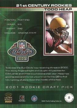 2001 Pacific Crown Royale - 21st Century Rookies #8 Todd Heap Back