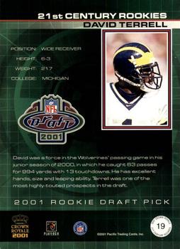 2001 Pacific Crown Royale - 21st Century Rookies #19 David Terrell Back