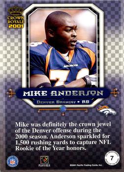 2001 Pacific Crown Royale - Jewels of the Crown #7 Mike Anderson Back