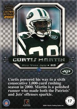 2001 Pacific Crown Royale - Jewels of the Crown #17 Curtis Martin Back