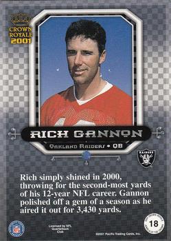 2001 Pacific Crown Royale - Jewels of the Crown #18 Rich Gannon Back