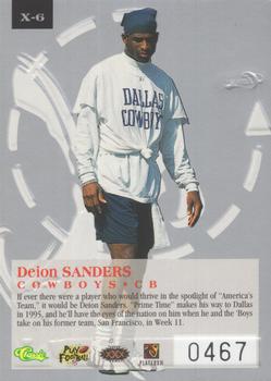1996 Classic NFL Experience - X #X-6 Deion Sanders Back