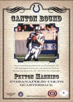 2001 Pacific Dynagon - Canton Bound #4 Peyton Manning Back
