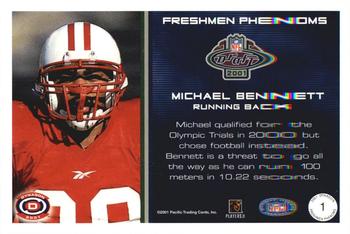 2001 Pacific Dynagon - Freshman Phenoms #1 Michael Bennett Back