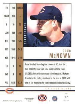 2001 Pacific Dynagon - Premiere Date #17 Cade McNown Back