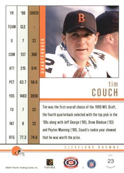 2001 Pacific Dynagon - Premiere Date #23 Tim Couch Back