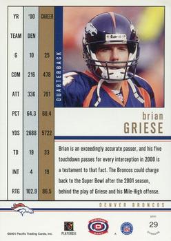 2001 Pacific Dynagon - Premiere Date #29 Brian Griese Back