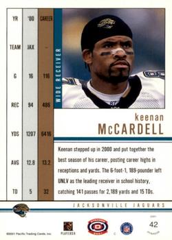 2001 Pacific Dynagon - Premiere Date #42 Keenan McCardell Back