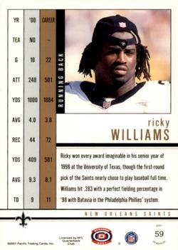 2001 Pacific Dynagon - Premiere Date #59 Ricky Williams Back