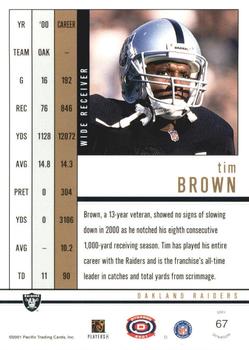 2001 Pacific Dynagon - Premiere Date #67 Tim Brown Back