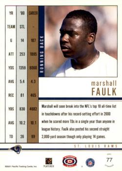 2001 Pacific Dynagon - Premiere Date #77 Marshall Faulk Back