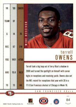 2001 Pacific Dynagon - Premiere Date #84 Terrell Owens Back