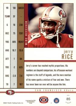 2001 Pacific Dynagon - Premiere Date #85 Jerry Rice Back
