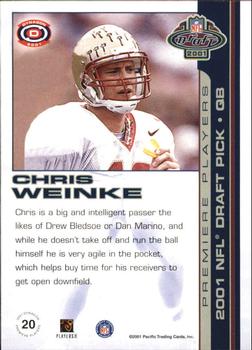 2001 Pacific Dynagon - Premiere Players #20 Chris Weinke Back