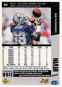 1996 Collector's Choice #86 Michael Irvin Back