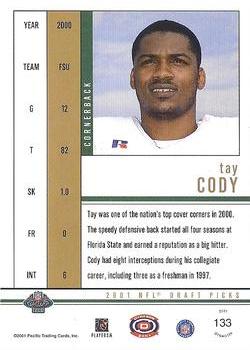 2001 Pacific Dynagon - Promos #133 Tay Cody Back