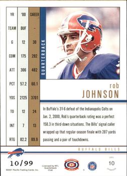 2001 Pacific Dynagon - Red #10 Rob Johnson Back