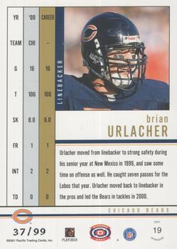 2001 Pacific Dynagon - Red #19 Brian Urlacher Back
