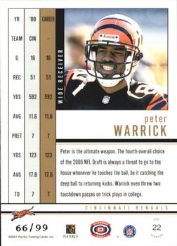 2001 Pacific Dynagon - Red #22 Peter Warrick Back
