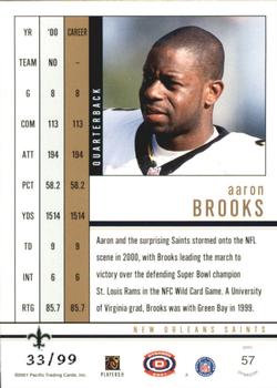 2001 Pacific Dynagon - Red #57 Aaron Brooks Back