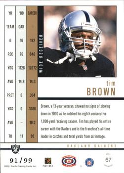 2001 Pacific Dynagon - Red #67 Tim Brown Back