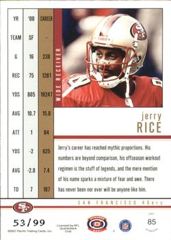 2001 Pacific Dynagon - Red #85 Jerry Rice Back