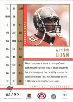2001 Pacific Dynagon - Red #90 Warrick Dunn Back